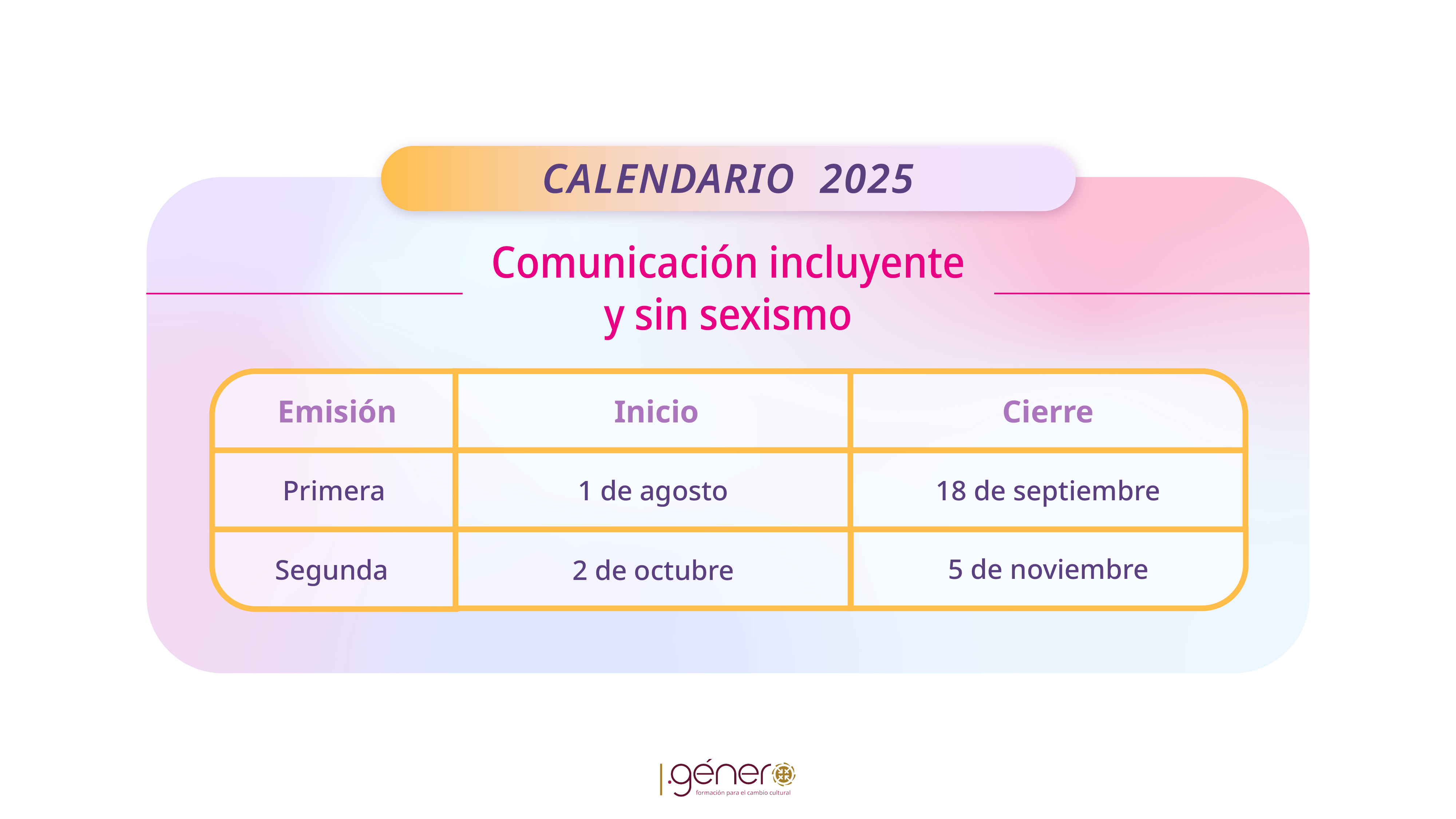 Calendario de cursos