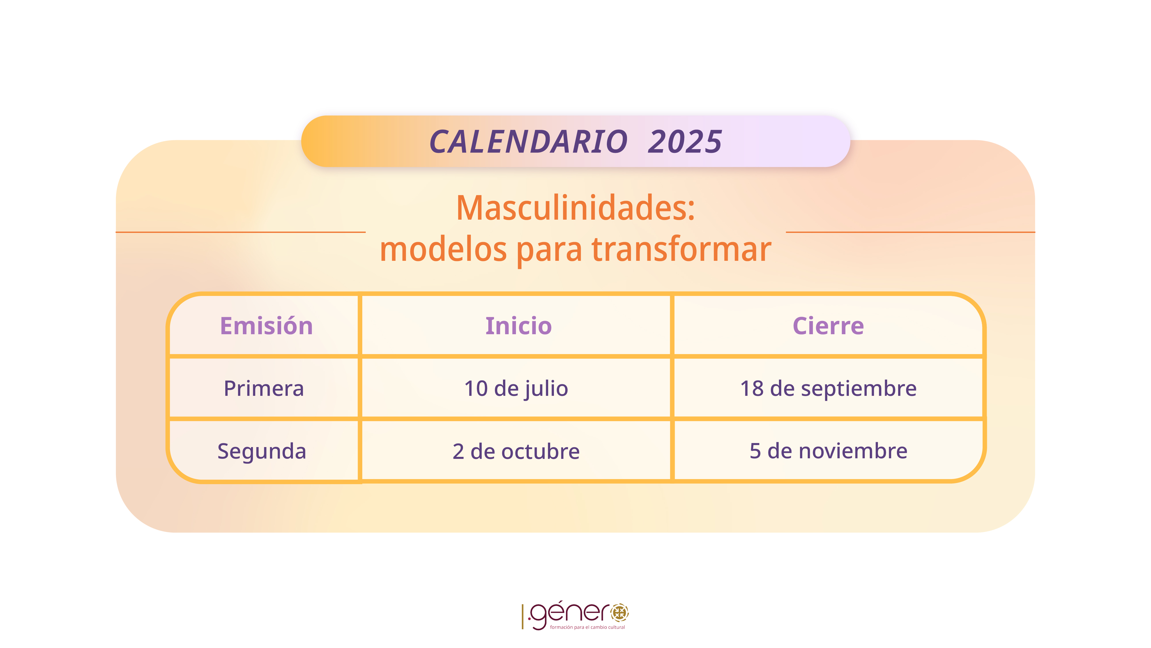 Calendario de cursos