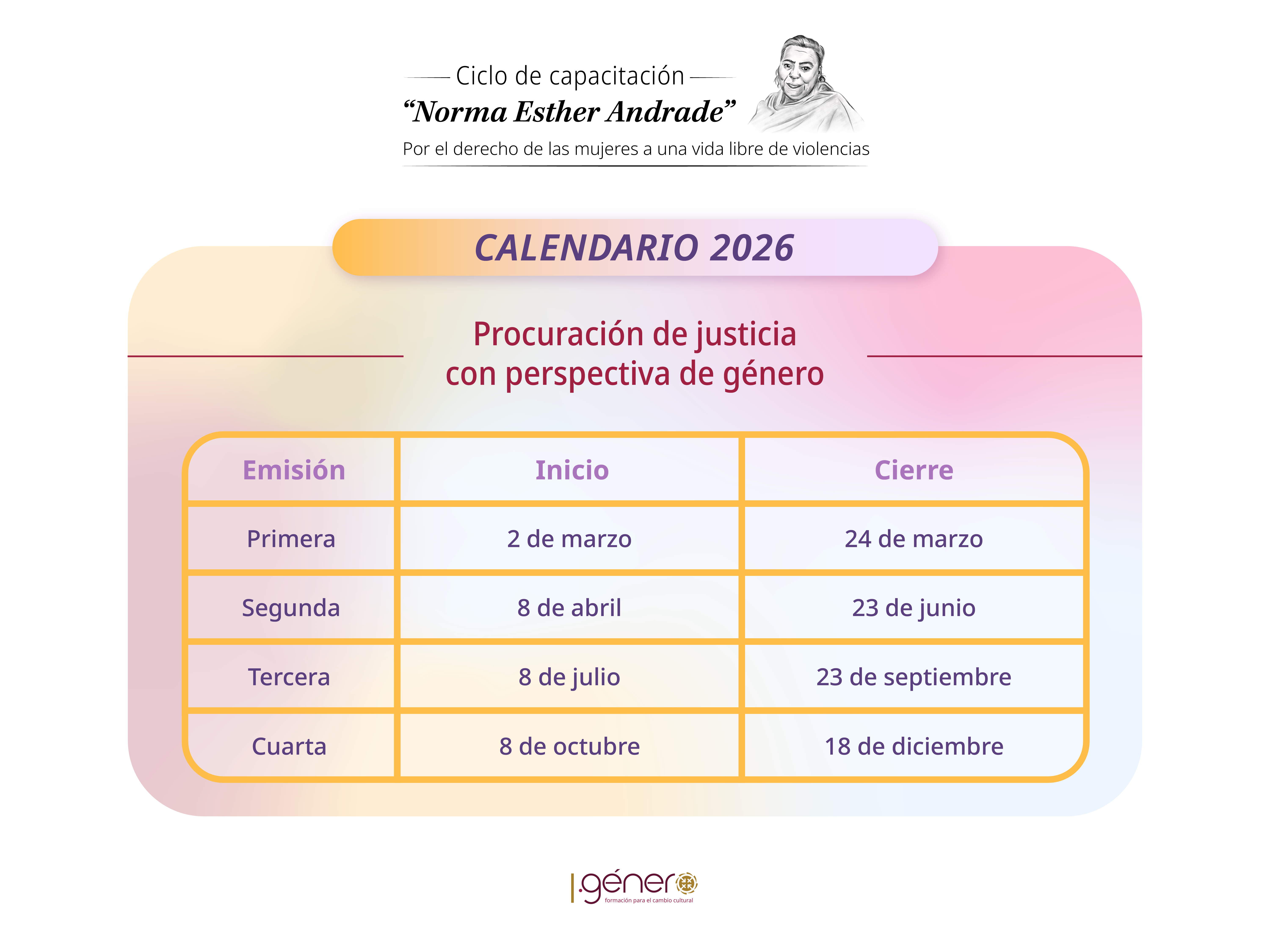 Calendario PJPEG 2026